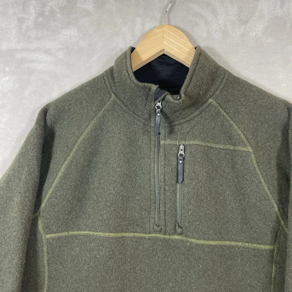Smartwool Echo Lake Half Zip Sweater Mens M/L Wool Blend Fleece Olive Green